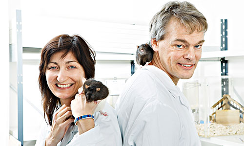 May-Britt Moser and Edvard I. Moser in the laboratory. Photo: Geir Mogen/NTNU.