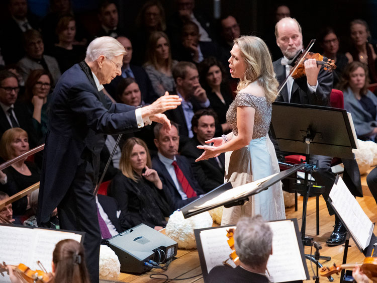 Nobel Prize Concert at Konserthuset Stockholm. Conductor Herbert Blomstedt and soprano Miah Persson together with the Royal Stockholm Philharmonic Orchestra.
