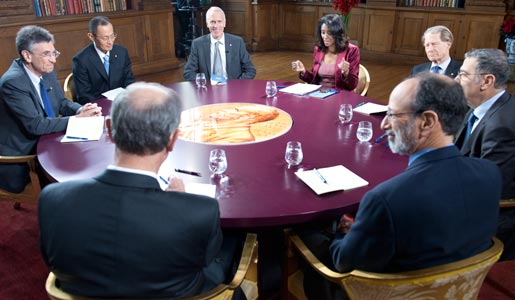 Recording of the TV-program 'Nobel Minds', hosted by Zeinab Badawi, BBC World News, in the Bernadotte Library at the Royal Palace
